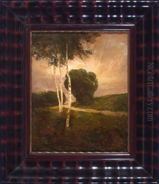 Wiesenlandschaft Mit Drei Birken Oil Painting by Max Schneidt