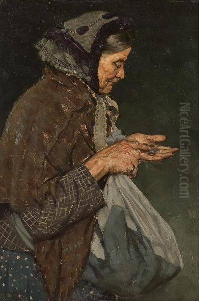 Die Geldzahlerin Oil Painting by Fritz Schnitzler