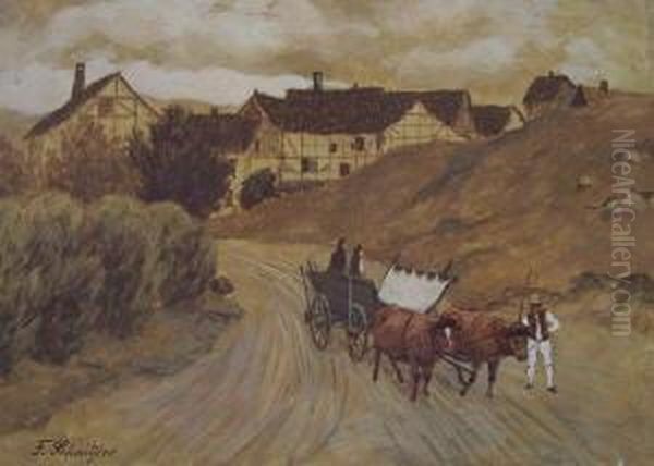 Landschaft Mit Ochsengespann Oil Painting by Fritz Schnitzler