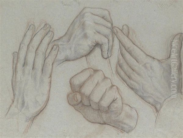 Studies Of A Hand Oil Painting by Ludwig Ferdinand Schnorr von Carolsfeld