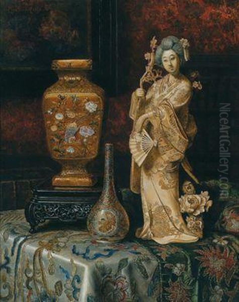 Stillleben Mit Asiatika Oil Painting by Max Schodl