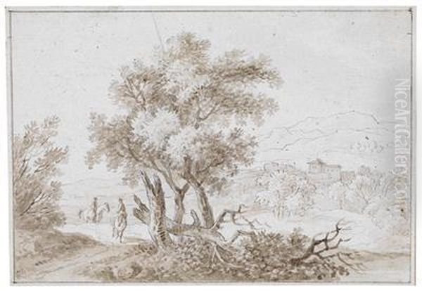 Six Landscape Studies Oil Painting by Johann Nepomuk Schodlberger