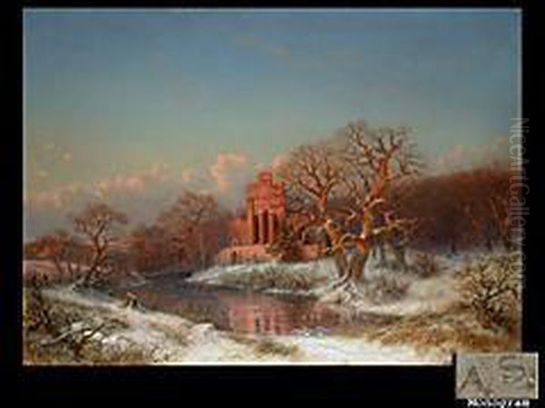 Winterlandschaft Oil Painting by Albert Schoenbeck