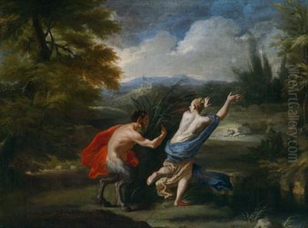 Pan Und Syrinx Oil Painting by Johann Heinrich Schoenfeldt