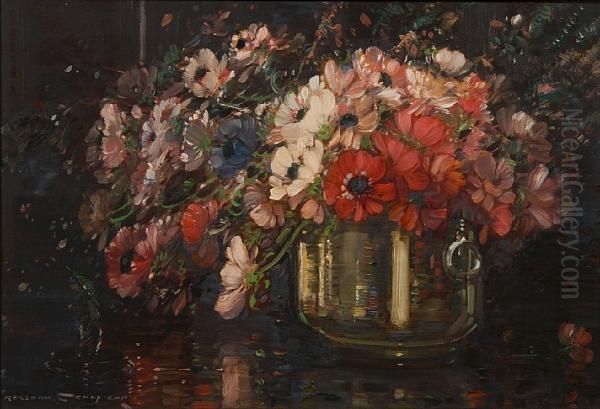 Summer Flowers In A Vase Oil Painting by Kershaw Schofield