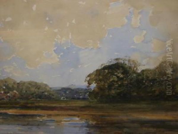 Riverscene Oil Painting by Kershaw Schofield