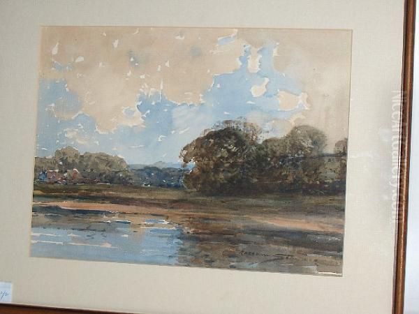 River Landscape Oil Painting by Kershaw Schofield