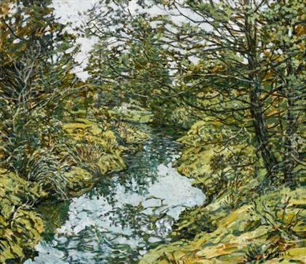 A Woodland Stream Oil Painting by Walter Elmer Schofield