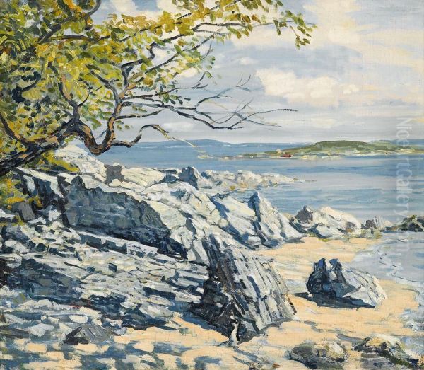 A Rocky Shore, Summer Oil Painting by Walter Elmer Schofield