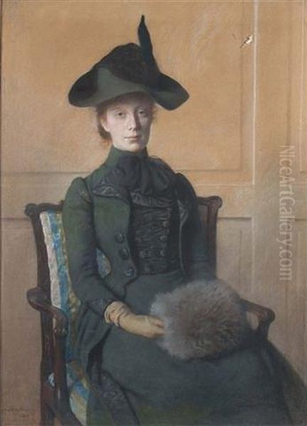 Portrait Of Elizabeth Breul Seated In A Chair Oil Painting by Otto Scholderer