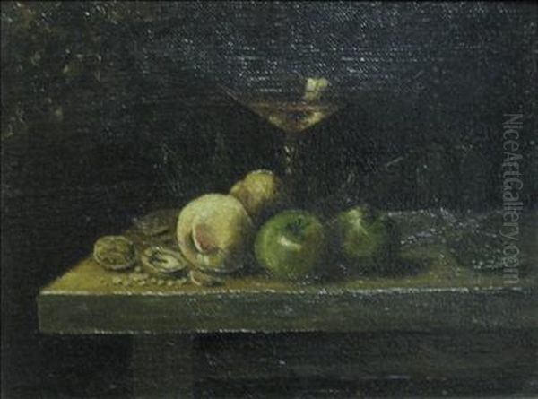 Still Life With Glass, Fruits, And Nuts Oil Painting by Max Scholz