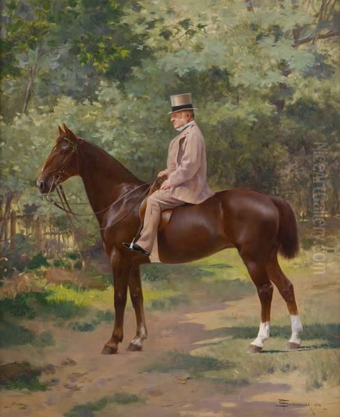 Elegant Sur Son Pur-sang Oil Painting by Francois Schommer