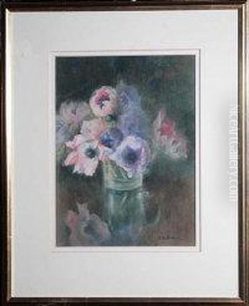 Flowers In A Vase Oil Painting by Arthur Schon