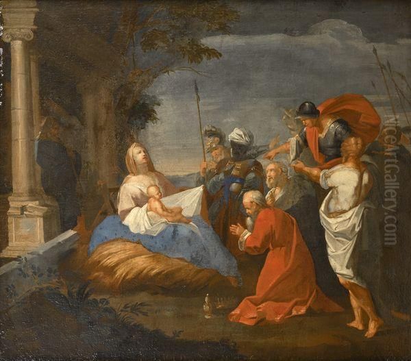 Adoration Des Mages Oil Painting by Johann Heinrich Schonfeld