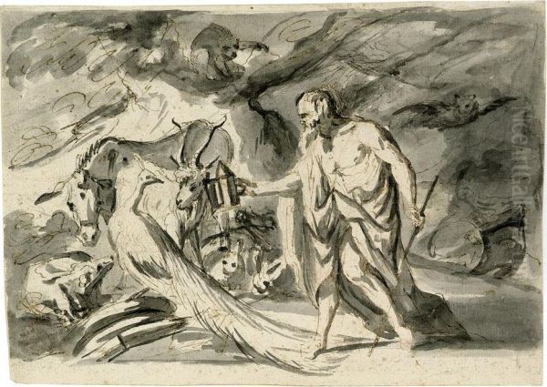 Diogenes Sucht Den Menschen Oil Painting by Johann Heinrich Schonfeld