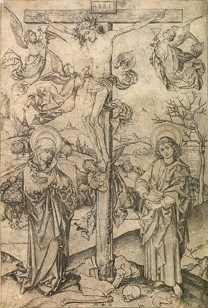 The Crucifixion With Four Angels Oil Painting by Martin Schongauer