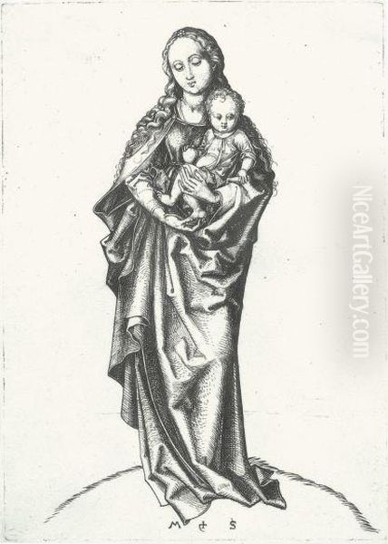 The Madonna And Child With An Apple Oil Painting by Martin Schongauer