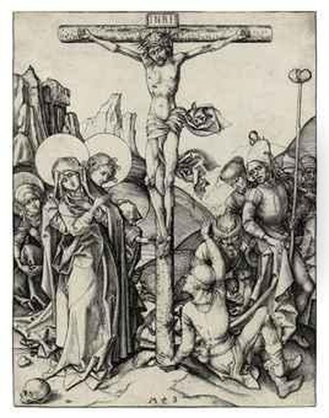 The Crucifixion Oil Painting by Martin Schongauer