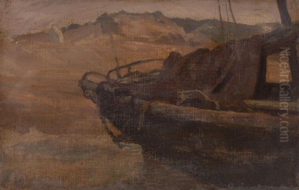 Segelboot Vor Hugeliger Landschaft Oil Painting by Gustav Schonleber