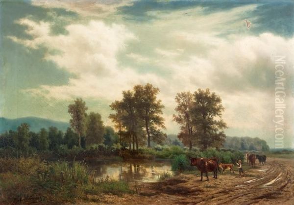 Nach Dem Regen Oil Painting by Julius Schonrock