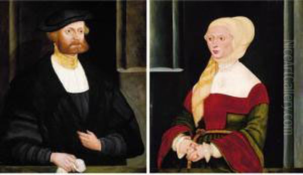 Portrait Of A Gentleman, Three-quarter Length, Turned To The Right Oil Painting by Hans I Schopfer