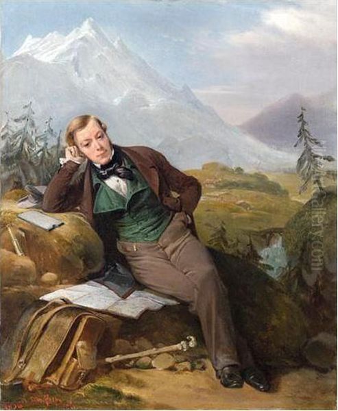 Portrait D'un Geographe Dans La Montagne Oil Painting by Frederic Henri Schopin