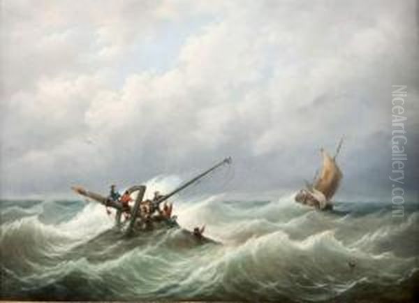 Le Naufrage Oil Painting by Johannes Christian Schotel