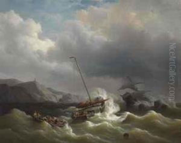 The Rescue Party Oil Painting by Petrus Jan Schotel