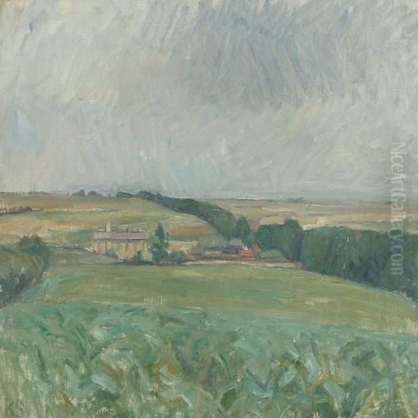 View Over Fields Oil Painting by Carl Schou