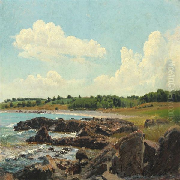 Coastal Scenery Oil Painting by Peter Johan Schou