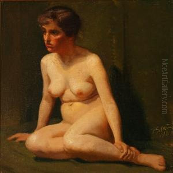 Nude Female Oil Painting by Peter Johan Schou