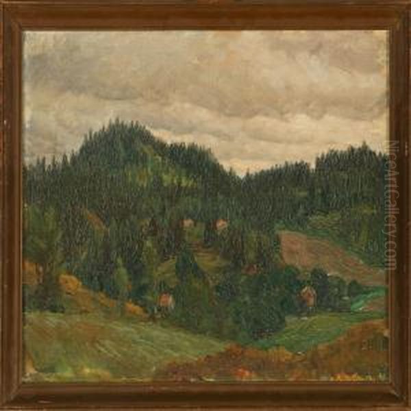 Three Landscapes Oil Painting by Sigurd Solver Schou