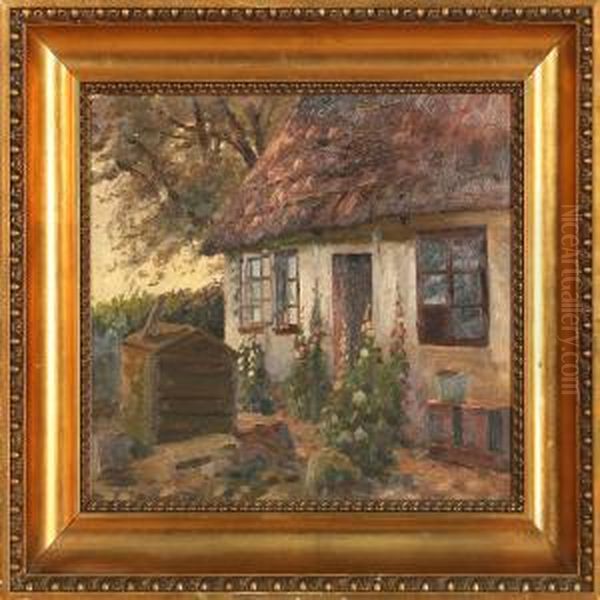 Udenfor Ved Enbondegaard Oil Painting by Sigurd Solver Schou