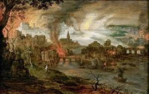 L'incendie Oil Painting by Pieter Schoubroeck