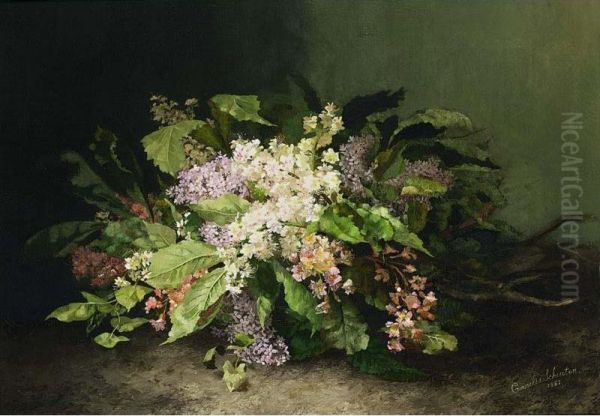 A Flower Still Life With Lilacs Oil Painting by Cornelia Schouten