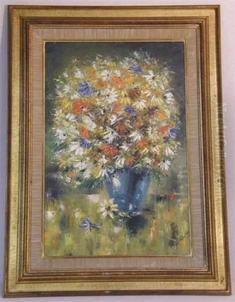 Still-life Of Vase Of Flowers Oil Painting by Henry M. Schouten