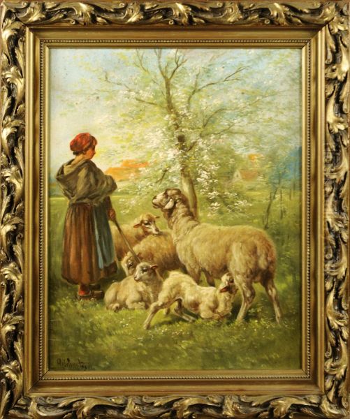 Bergere Et Moutons Oil Painting by Paul Schouten