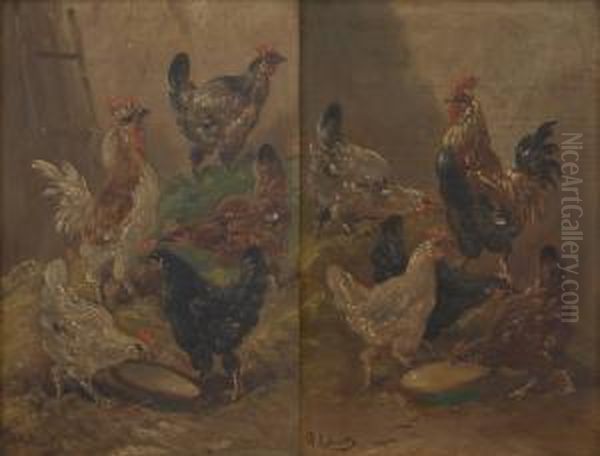 Poules Au Poulailler Oil Painting by Paul Henry Schouten