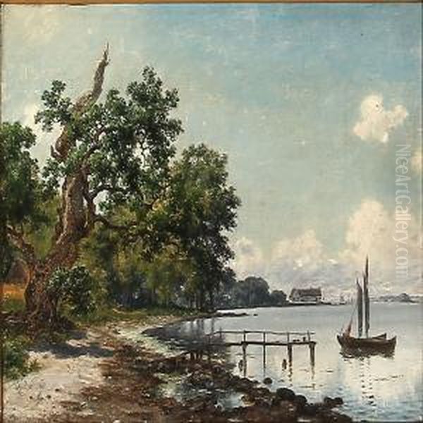 Coastal Scene From Skovshoved, Denmark Oil Painting by Axel Thorsen Schovelin