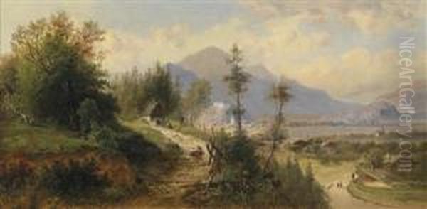 View Of Kufstein Oil Painting by Josef Schoyerer