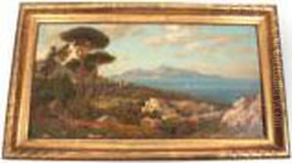 Italienische Landschaft Bei Sorrent Oil Painting by Josef Schoyerer