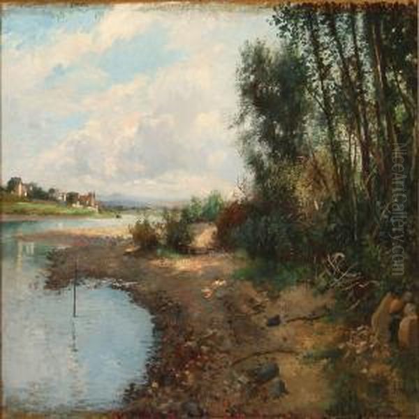 Summer Day At A Stream Oil Painting by Bertha Schrader