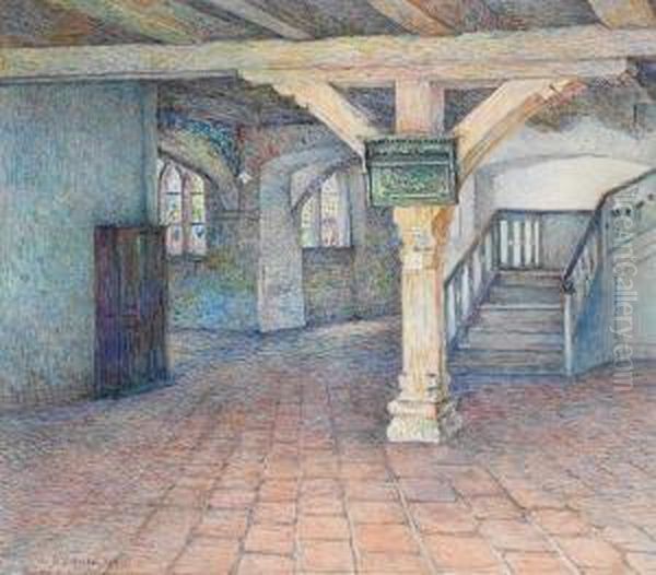 2 Blatter: Innenansicht Von Kloster Lune. Klosterbibliothek Von Ratzeburg Oil Painting by Bertha Schrader