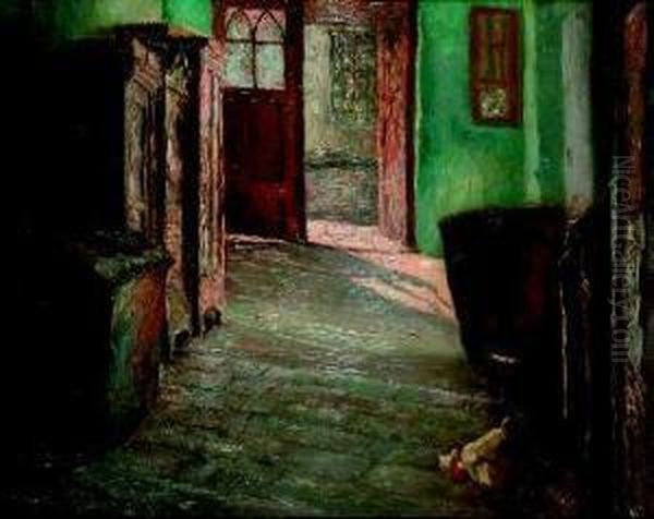 Interno Di Casa Contadina Oil Painting by Julius Schrag