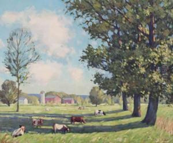 Dairy Farm Oil Painting by Abraham John Schram