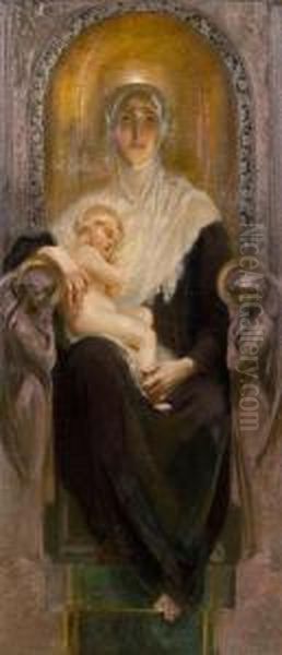 Madonna Mit Kind Oil Painting by Alois Hans Schramm