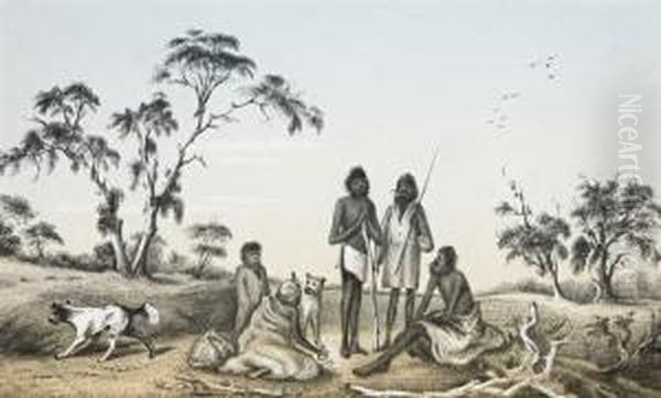 Natives Of South Australia Oil Painting by Alexander Schramm