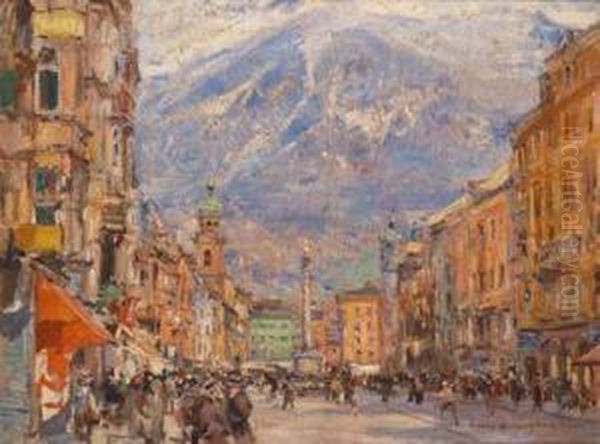 Innsbruck Oil Painting by Rudolf Schramm-Zittau