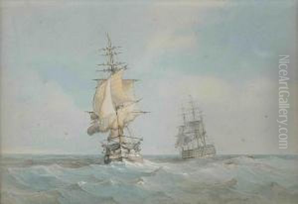 H.m.s Centurion And The H.m.s. Royal Albert Oil Painting by Giovanni Jean Schranz