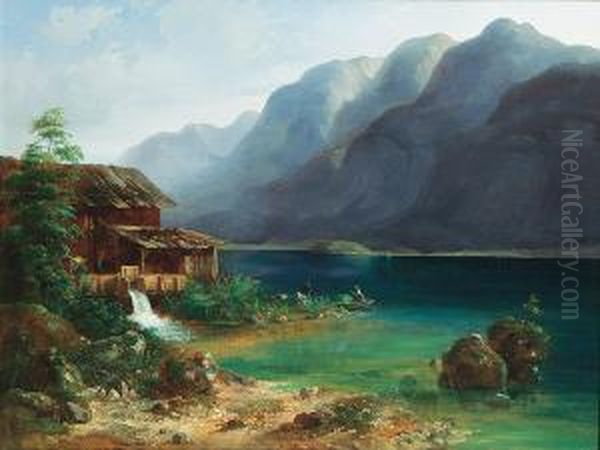 Oberosterreichischer See Oil Painting by Ludwig Schrattenbach